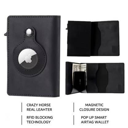 Slim RFID Leather Wallet with Card Slot & Tracker Pocket