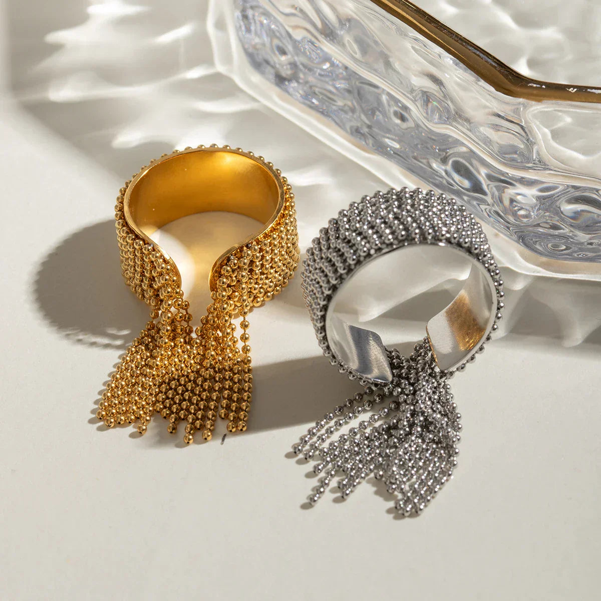 Luxurious Gold Drop Adjustable Cocktail Ring