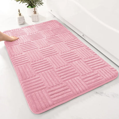 Plush Striped Bathroom Mat with Grip and Quick Dry Technology
