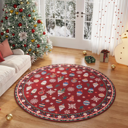 Soft Beige Round Area Rug with Non Slip Backing