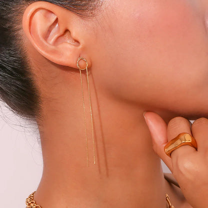 Delicate Gold Circle Drop Earrings