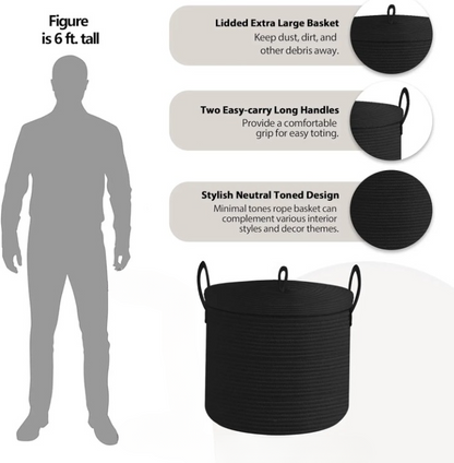Big Natural Fiber Storage Basket with Top