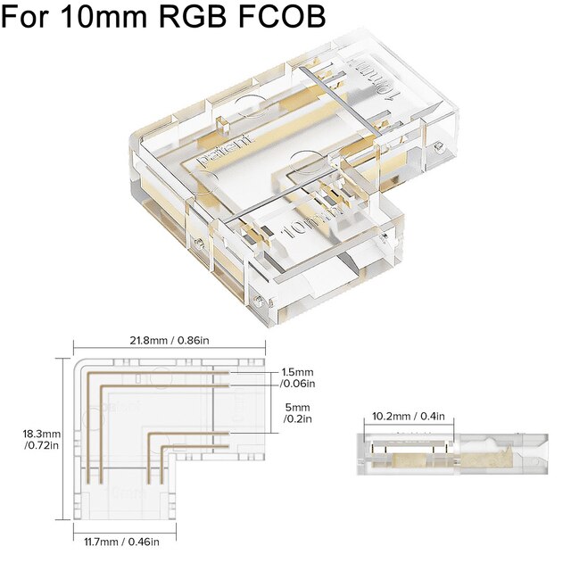 Clear L Shape LED Strip Light Connector