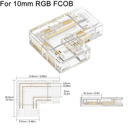 Clear L Shape LED Strip Light Connector