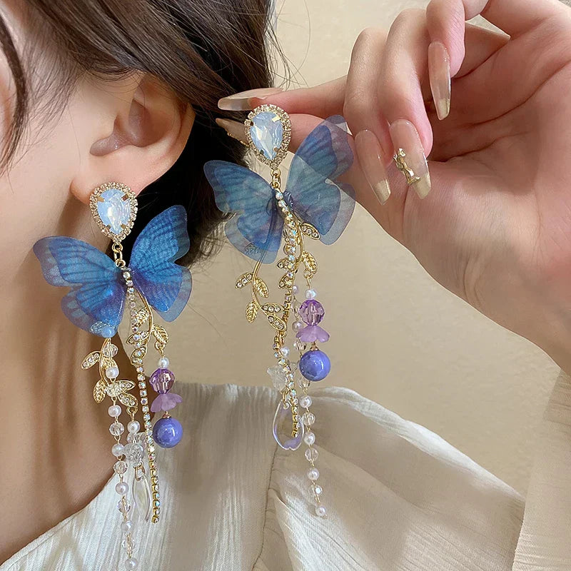 Trendy Black Butterfly Drop Earrings
