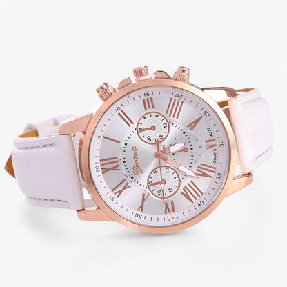 Waterproof Leather Strap Women's Watch 42mm