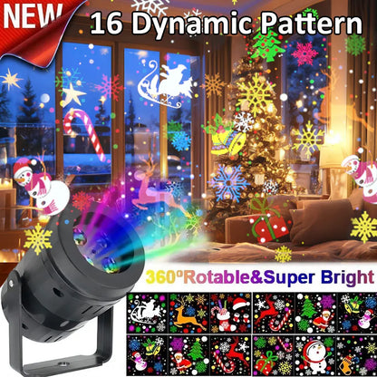 Colorful LED Snowflake Projector Light Show