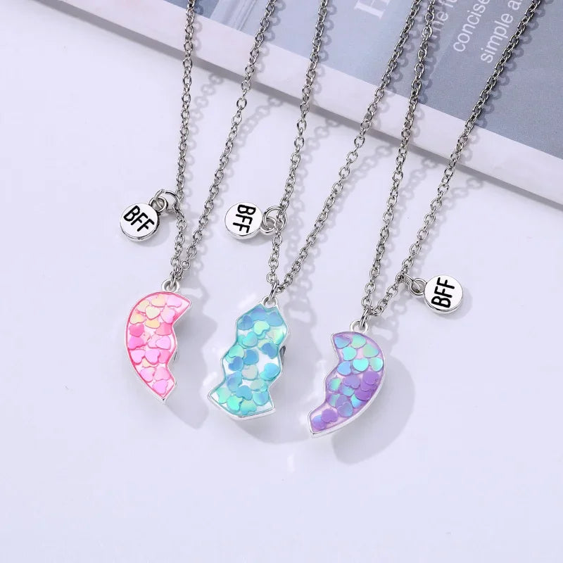 Trendy Pink Heart Breaker Pendant Necklace