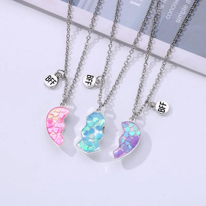 Trendy Pink Heart Breaker Pendant Necklace