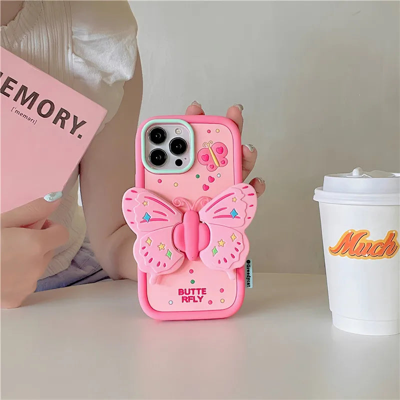 Trendy 3D Butterfly Protective iPhone Cover