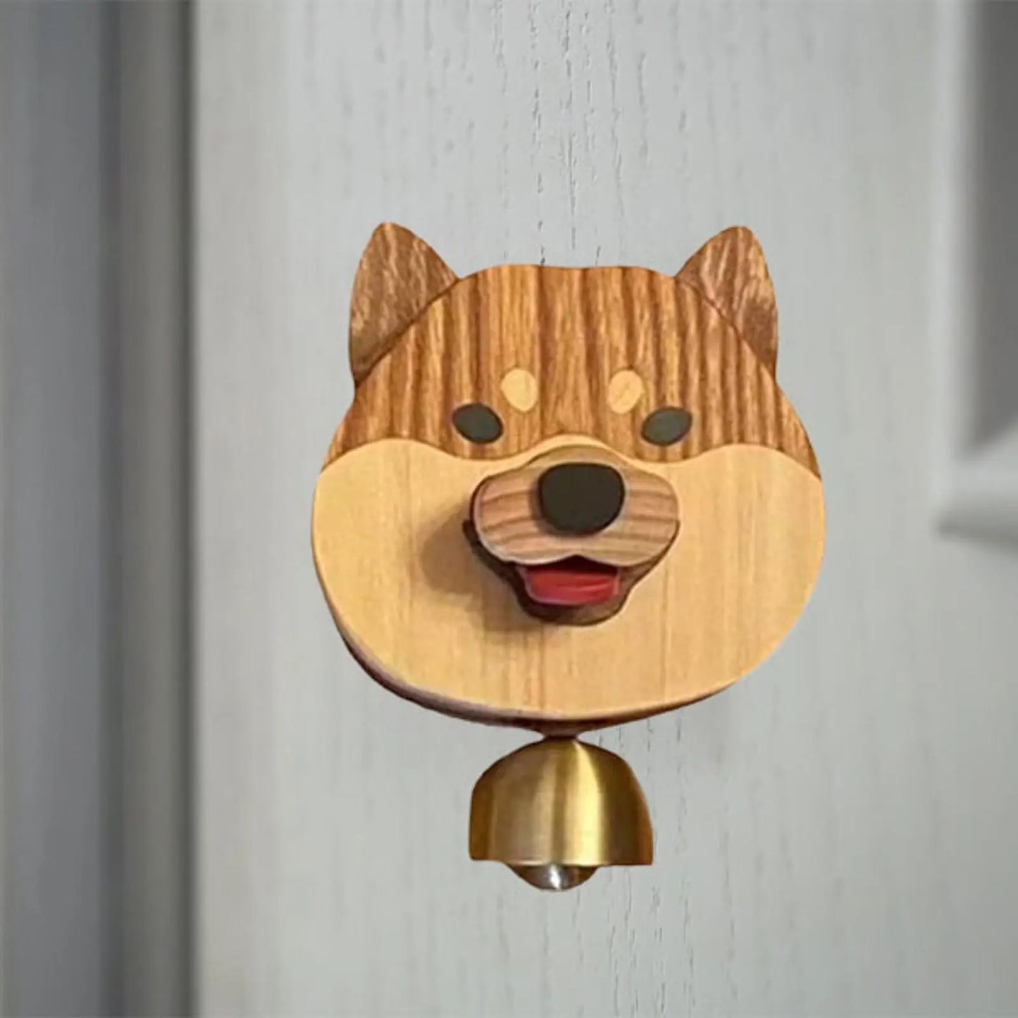 Fun Shiba Dog Doorbell Wood Button - Yeezlab
