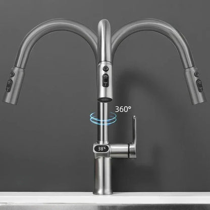 Smart Kitchen Faucet with Touch Screen and Rotating Spout