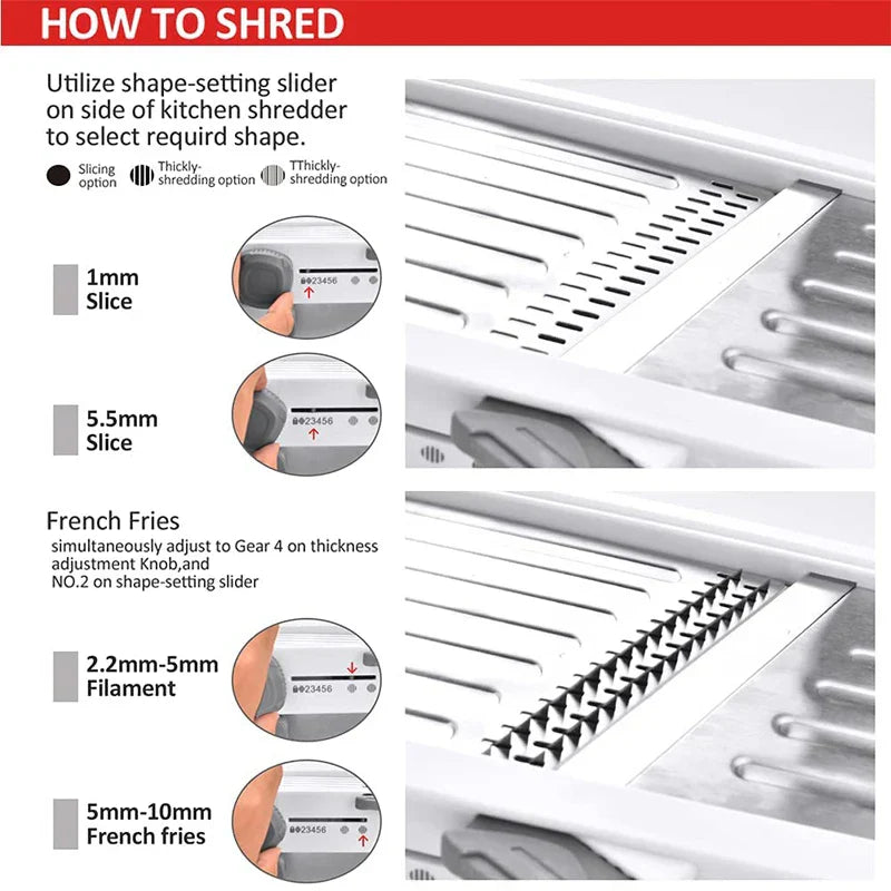 Easy Use 18-in-1 Veggie Slicer with Sharp Steel Blades