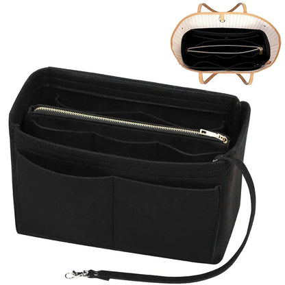 Premium Felt Handbag Organizer Insert with Zipper Pockets