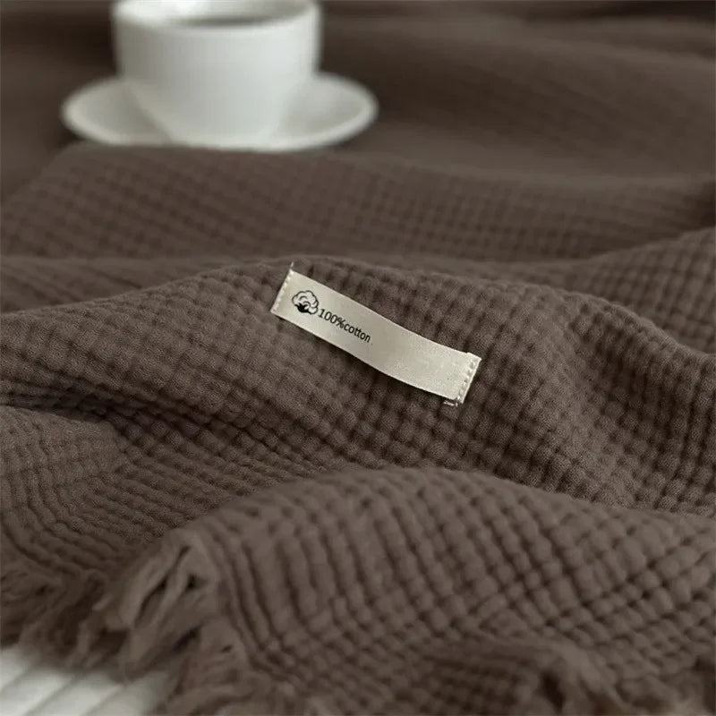 Cozy Plain Cotton Throw Blanket