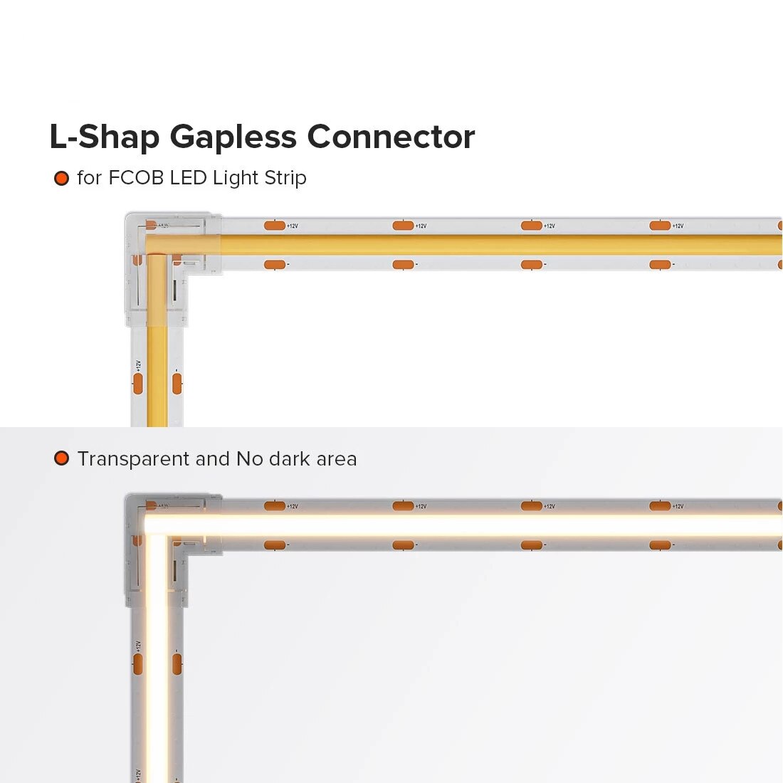 Clear L Shape LED Strip Light Connector