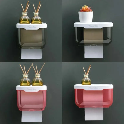 Stylish Wall Mount Toilet Paper Holder with Storage