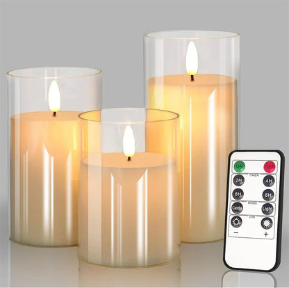 Warm LED Glass Candle Set with Remote Control