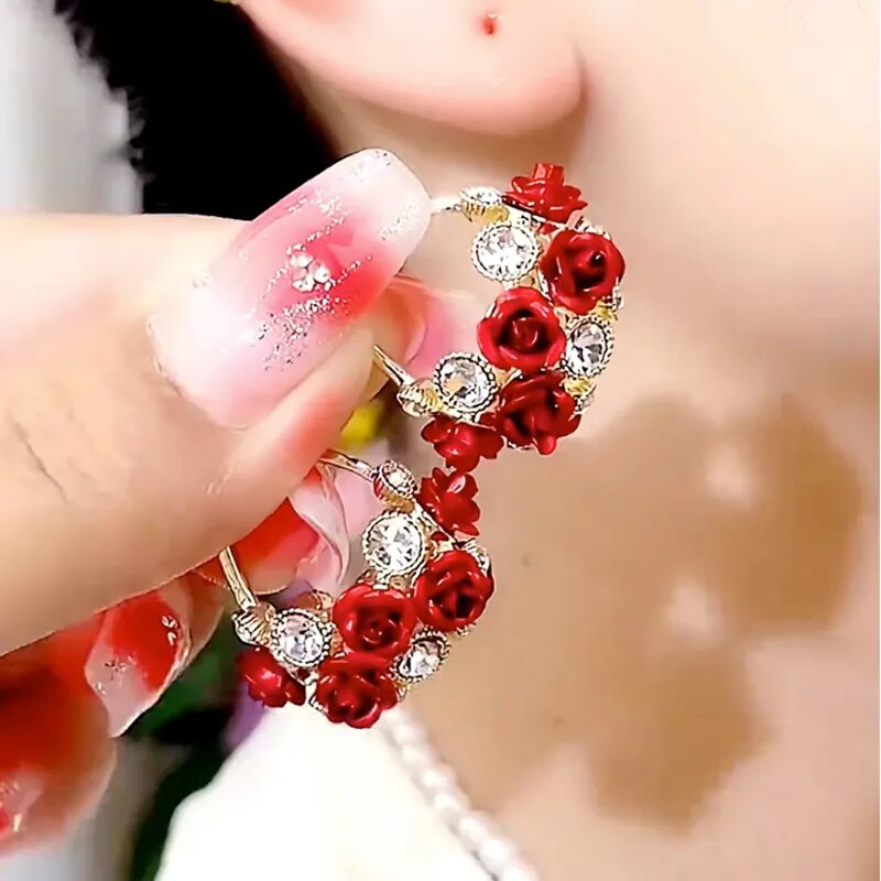 Beautiful Pink Crystal Drop Earrings