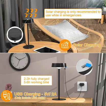 Rechargeable Solar Table Lamp LED, Waterproof and Dimmable