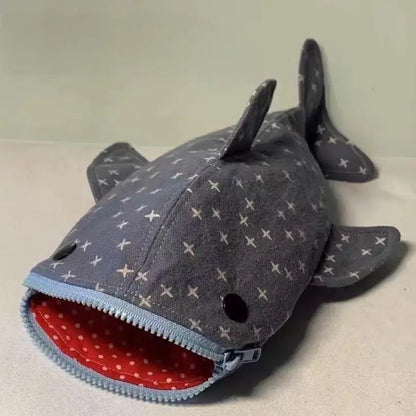Navy Blue Shark Zip Pencil Pouch