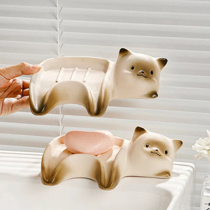 Adorable Kitty Ceramic Soap Dish