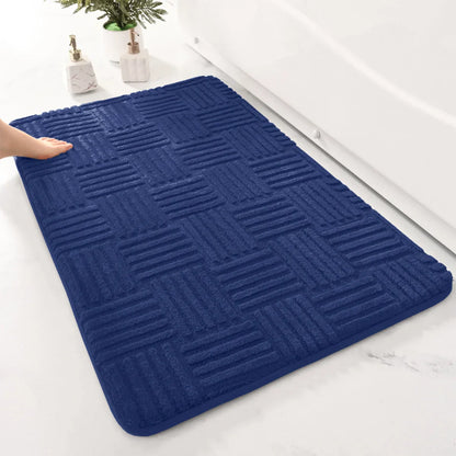 Plush Striped Bathroom Mat with Grip and Quick Dry Technology