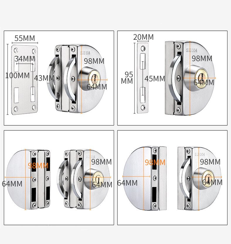 Secure Sliding Glass Door Lock Stainless Steel