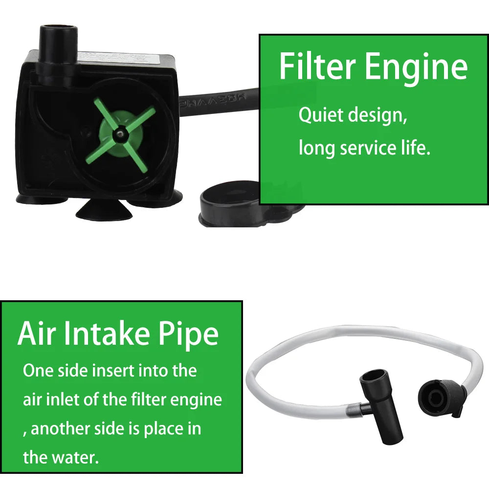 Compact Aquarium Water Pump with Filter & Aerator