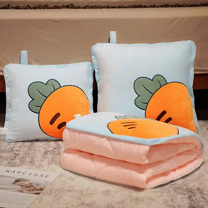 Fun Cartoon Toast Travel Blanket Pillow