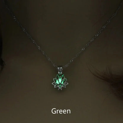 Glowing Moonlight Lotus Pendant Necklace