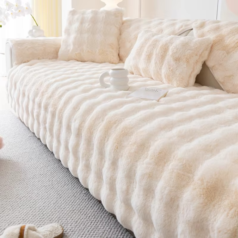 Soft Faux Fur Sofa Cover with Non Slip Bottom - Yeezlab