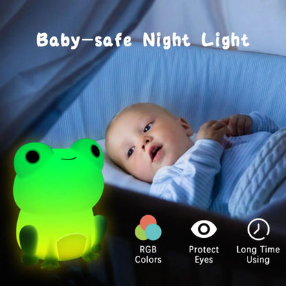 Colorful Kids Nightlight Frog with Timer and USB Recharge