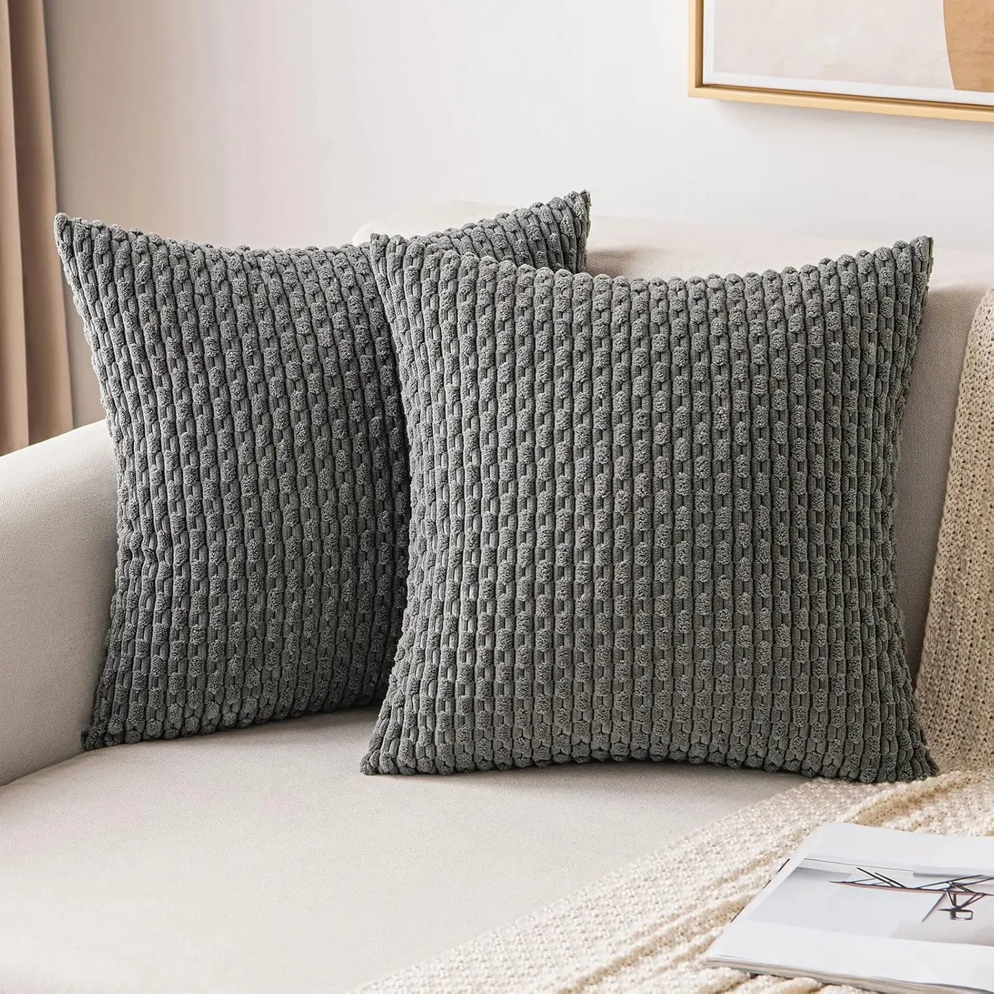 Plush Striped Velvet Accent Pillow in Chic Bohemian Style