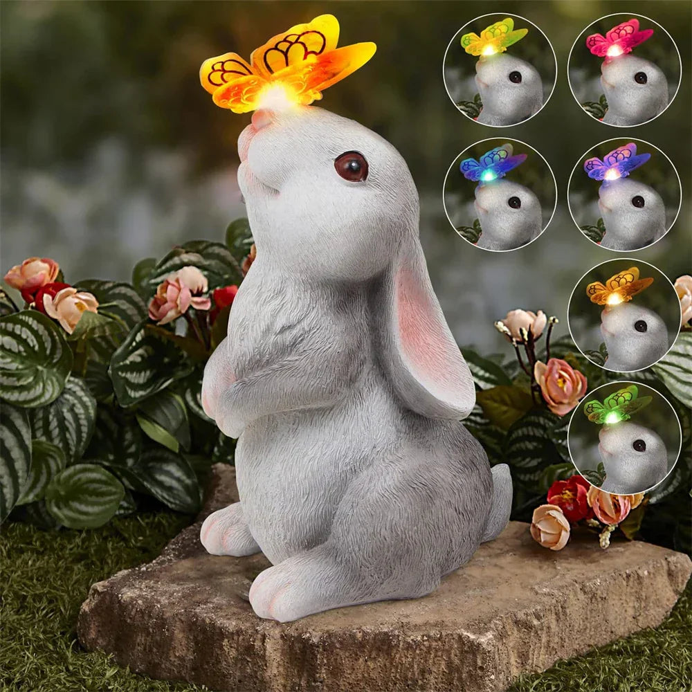 Colorful Bunny Solar Yard Lamp