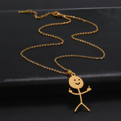 Fun Edgy Middle Finger Stick Figure Necklace