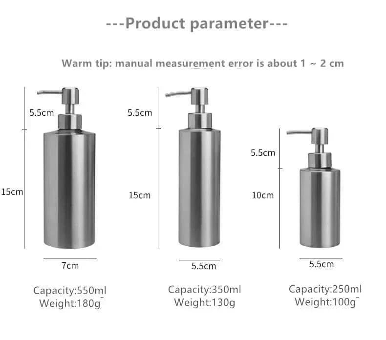 Luxury Stainless Steel Soap Dispenser 250/350/550ml