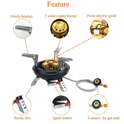 Compact Multi Burner Fast Ignition Gas Camping Stove