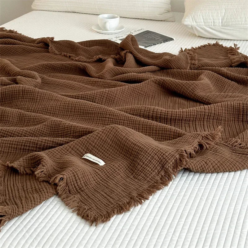 Cozy Plain Cotton Throw Blanket
