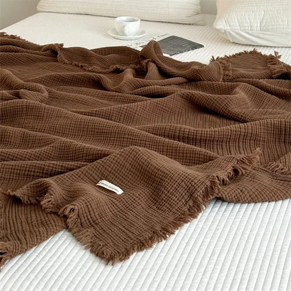Cozy Plain Cotton Throw Blanket