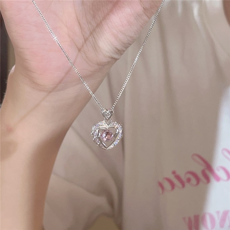 Sparkling Crystal Heart Necklace Pendant