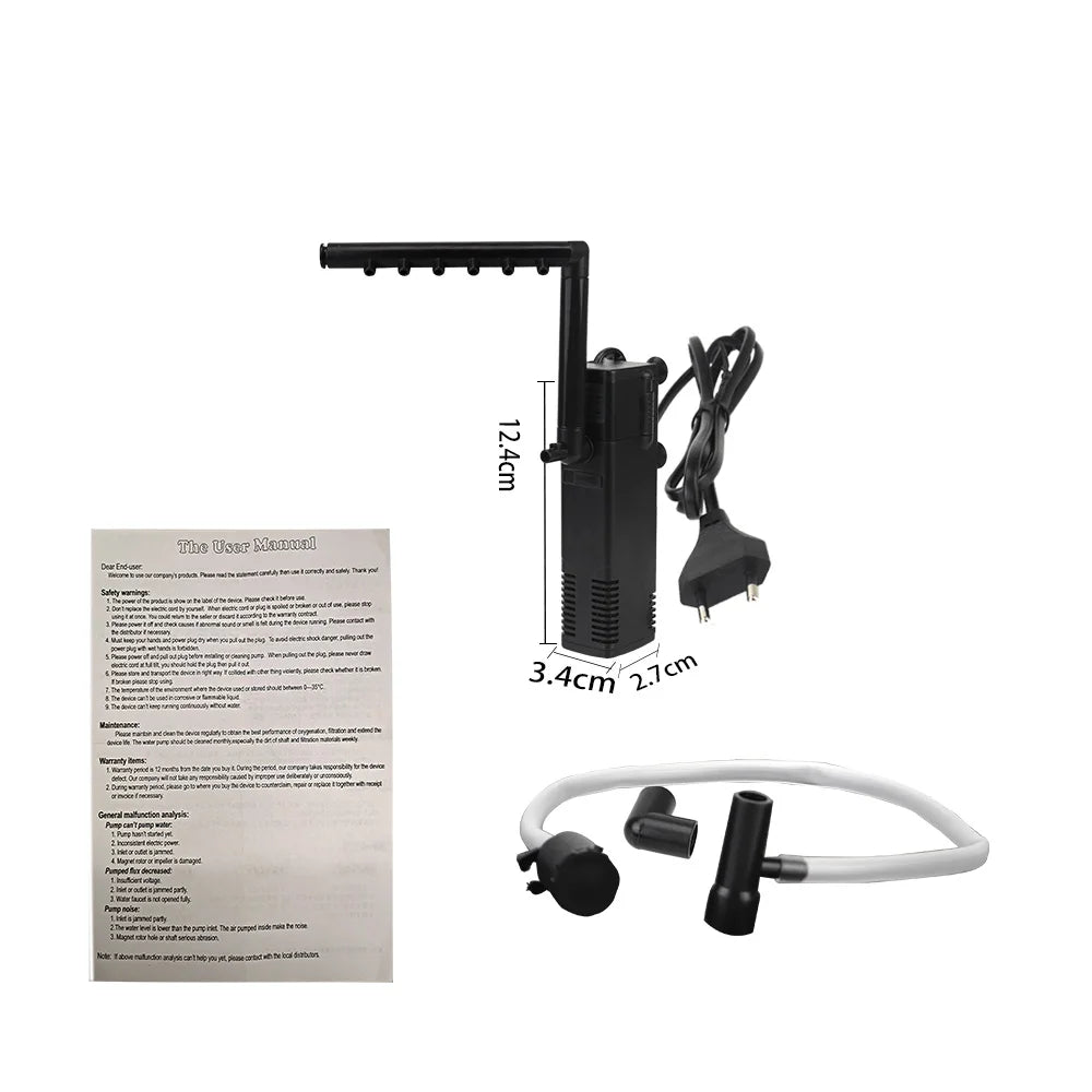 Compact Aquarium Water Pump with Filter & Aerator