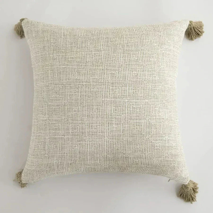 Stylish Home Cushion Cover with Decorative Tassels