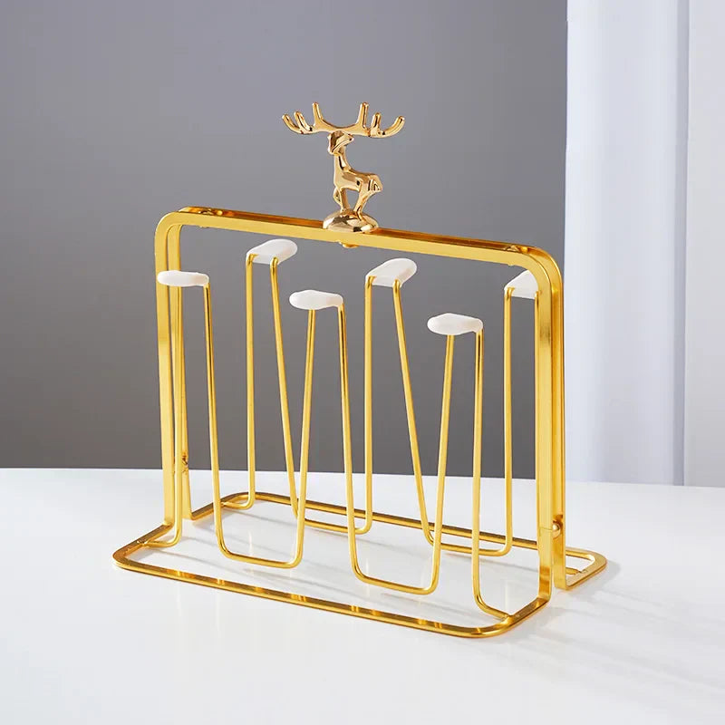 Elegant Glass Whisky Cup Holder with Reindeer Design