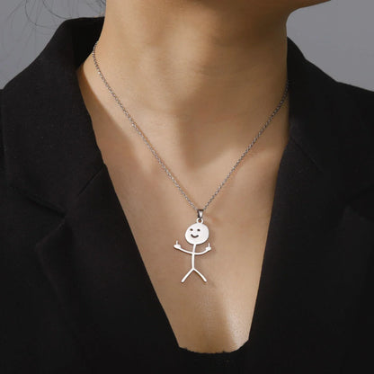 Fun Edgy Middle Finger Stick Figure Necklace