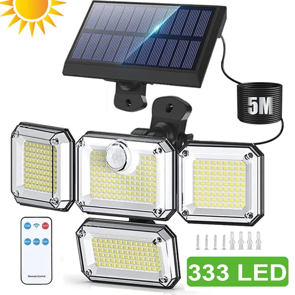 Bright Solar Powered Motion Lamp 2000LM Outdoor Light