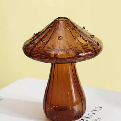 Colorful Glass Mushroom Decor Vase