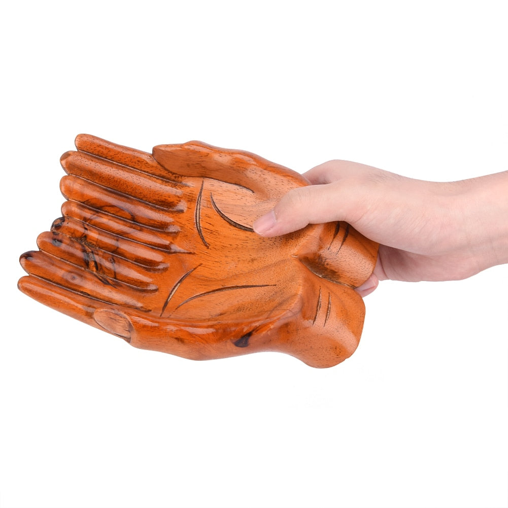 Handcrafted Wooden Prayer Hand Candy Dish Home Decoration