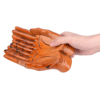 Handcrafted Wooden Prayer Hand Candy Dish Home Decoration