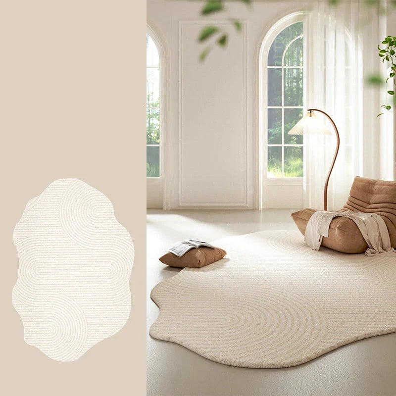 Beige and White Striped Area Rug